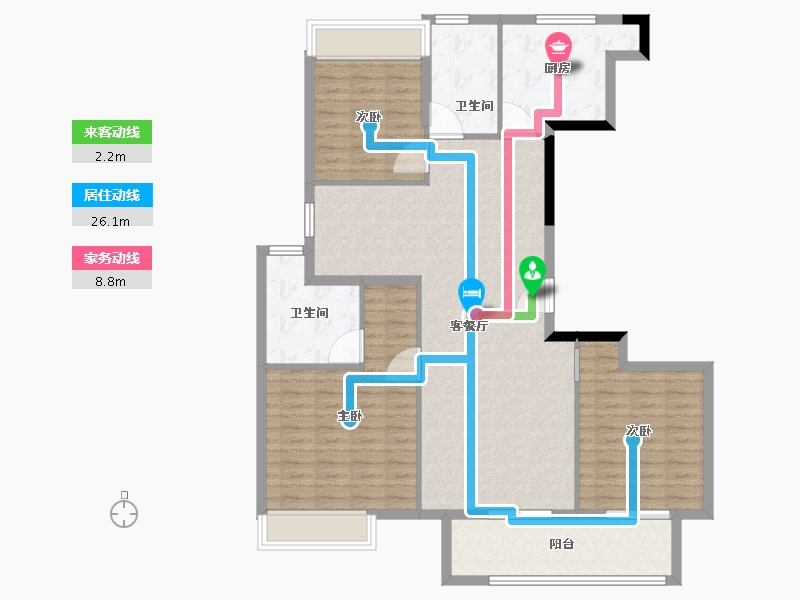 江苏省-泰州市-融创玉兰公馆-119.00-户型库-动静线