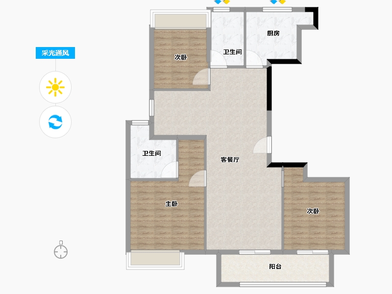 江苏省-泰州市-融创玉兰公馆-119.00-户型库-采光通风