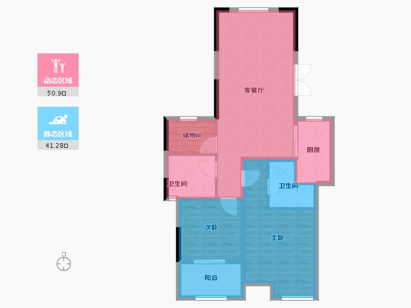 浙江省-宁波市-河姆景苑二期-83.00-户型库-动静分区