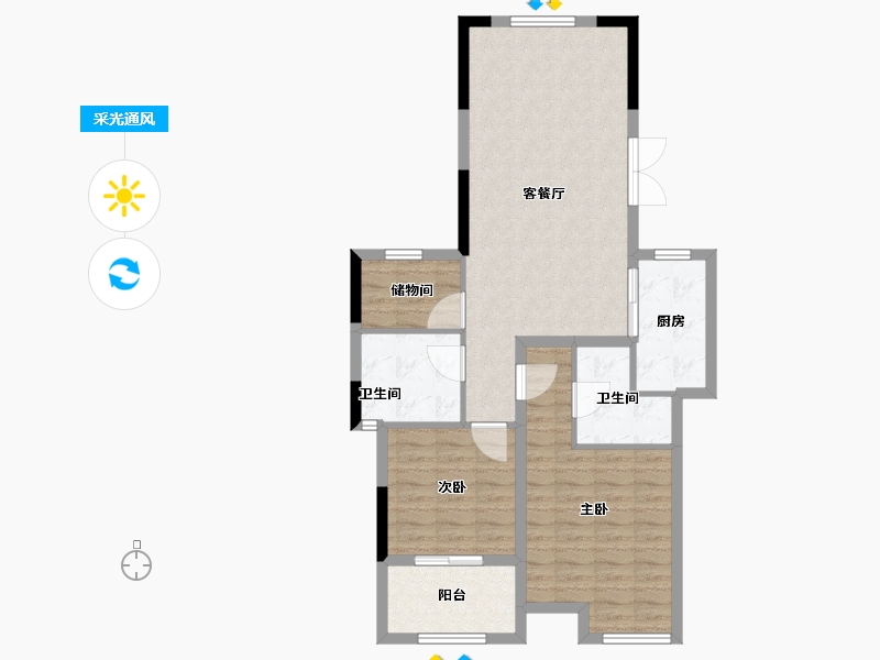 浙江省-宁波市-河姆景苑二期-83.00-户型库-采光通风