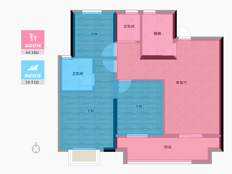 浙江省-宁波市-湖畔云庭-71.20-户型库-动静分区