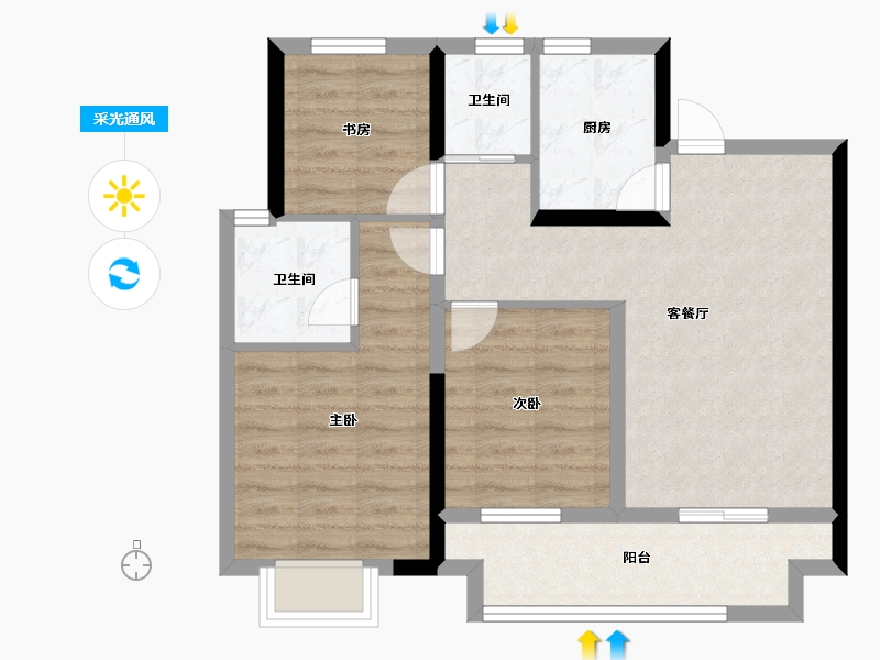 浙江省-宁波市-湖畔云庭-71.20-户型库-采光通风