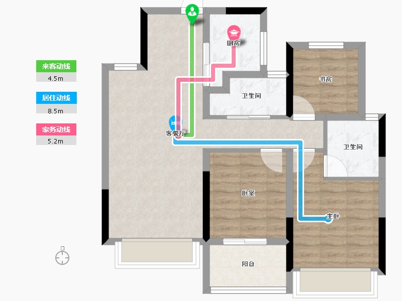 浙江省-杭州市-滨湖天地-71.20-户型库-动静线