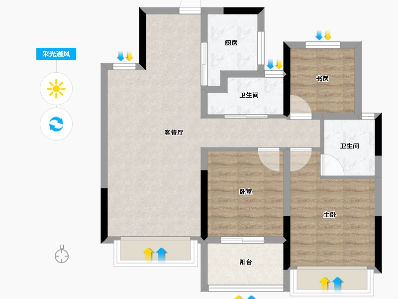 浙江省-杭州市-滨湖天地-71.20-户型库-采光通风