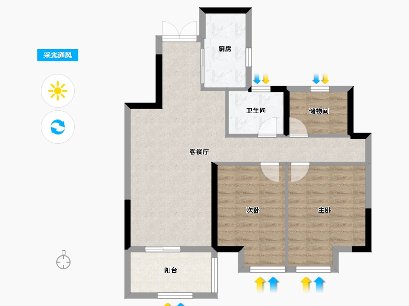 浙江省-宁波市-河姆景苑二期-74.40-户型库-采光通风