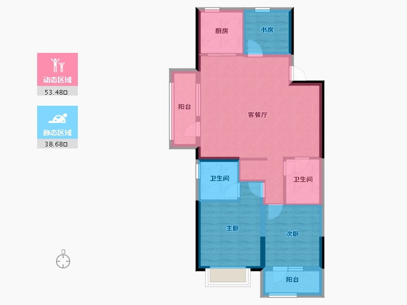 山西省-太原市-华润置地公元九里​-82.34-户型库-动静分区