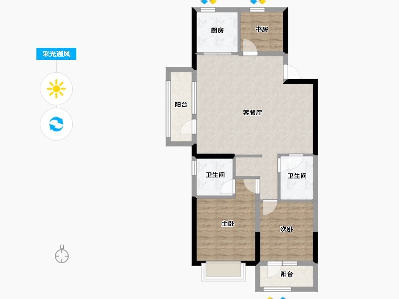 山西省-太原市-华润置地公元九里​-82.34-户型库-采光通风