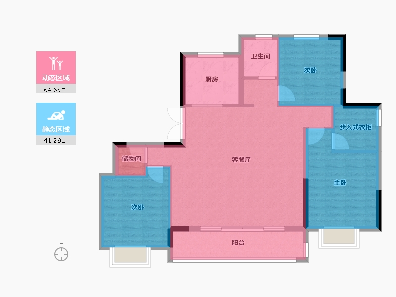 浙江省-宁波市-蓝城·兰香园-96.18-户型库-动静分区