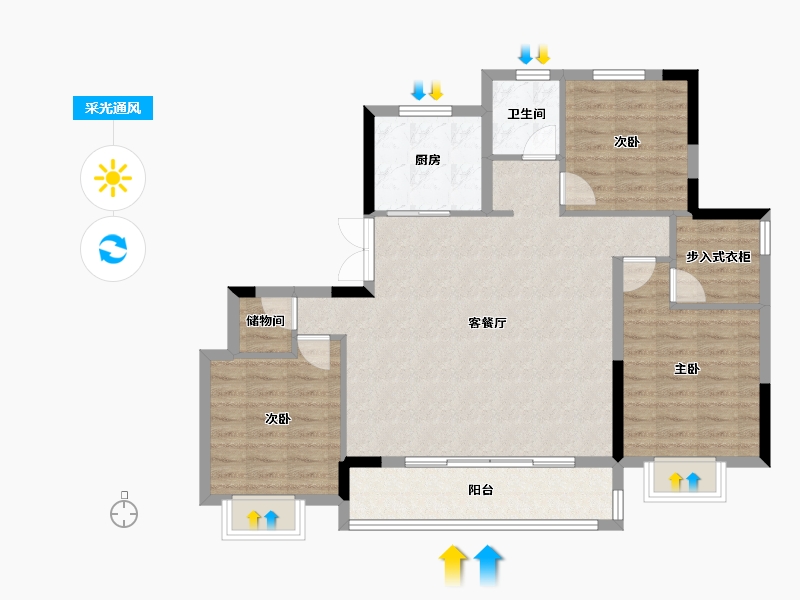 浙江省-宁波市-蓝城·兰香园-96.18-户型库-采光通风