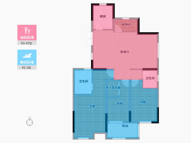 浙江省-宁波市-河姆景苑二期-100.80-户型库-动静分区