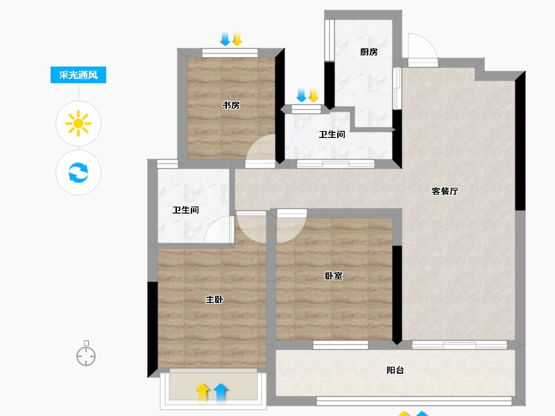 浙江省-杭州市-滨湖天地-71.20-户型库-采光通风