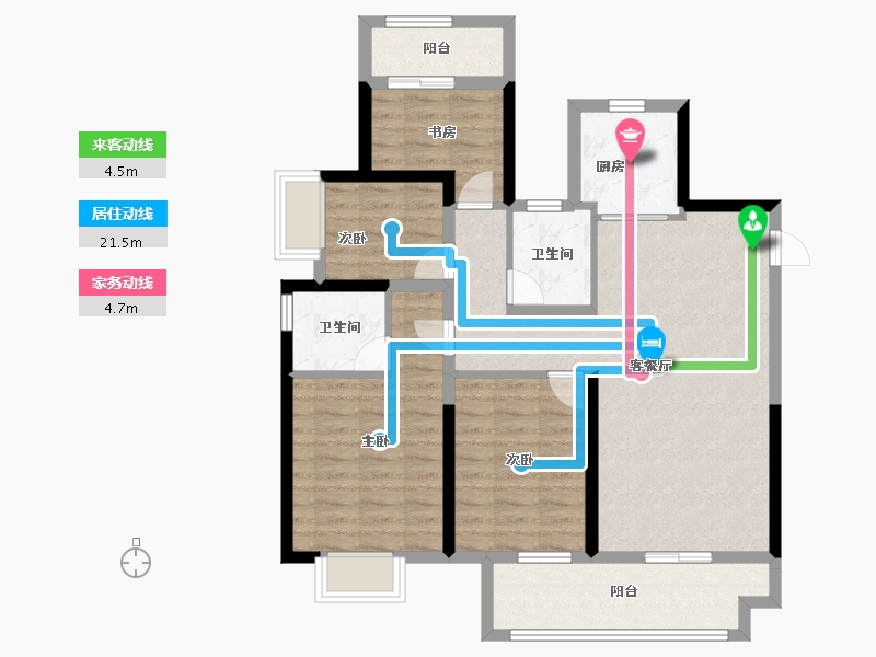 浙江省-宁波市-湖畔云庭-91.20-户型库-动静线