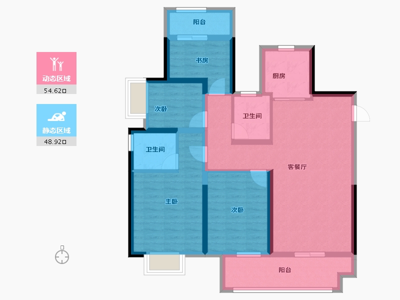 浙江省-宁波市-湖畔云庭-91.20-户型库-动静分区