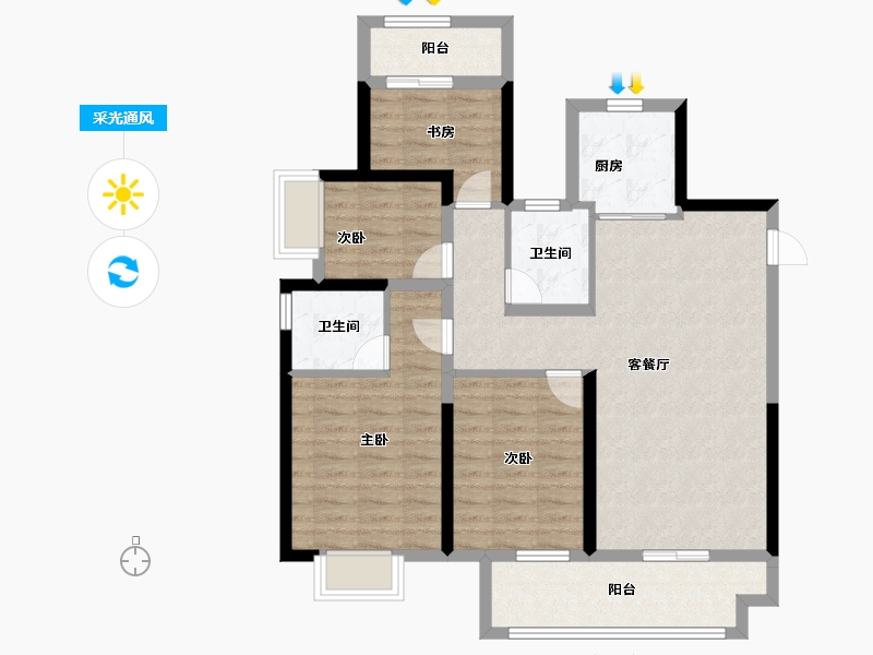 浙江省-宁波市-湖畔云庭-91.20-户型库-采光通风