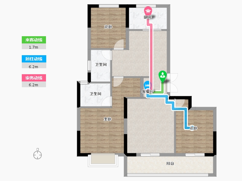 浙江省-宁波市-蓝城·兰香园-93.68-户型库-动静线