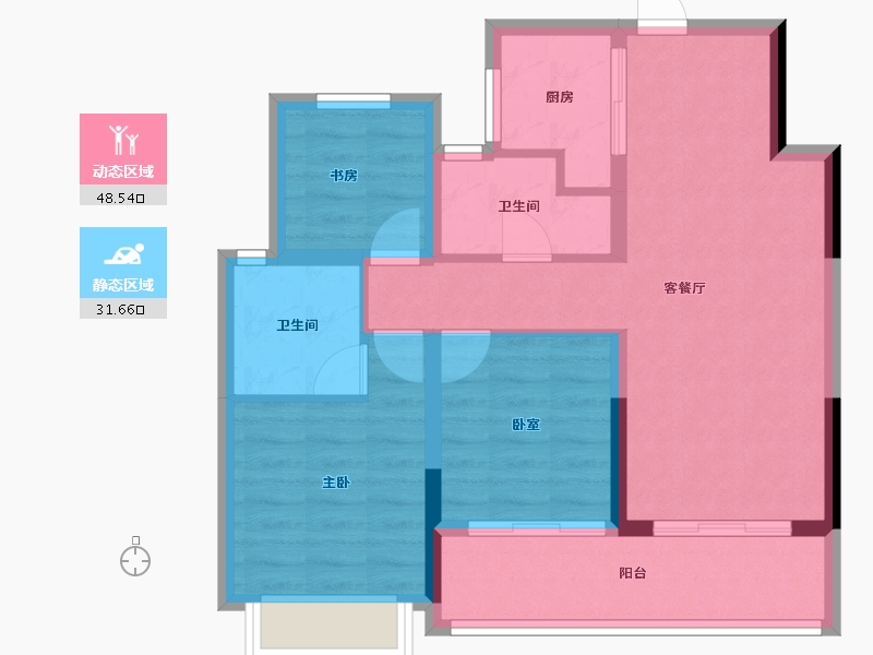 浙江省-杭州市-滨湖天地-71.97-户型库-动静分区