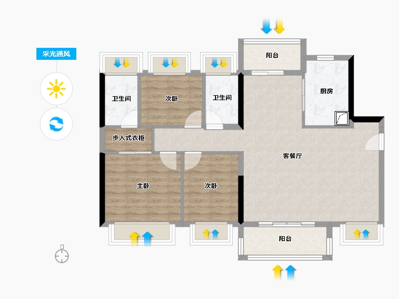 广东省-东莞市-金众柏悦公馆-89.20-户型库-采光通风