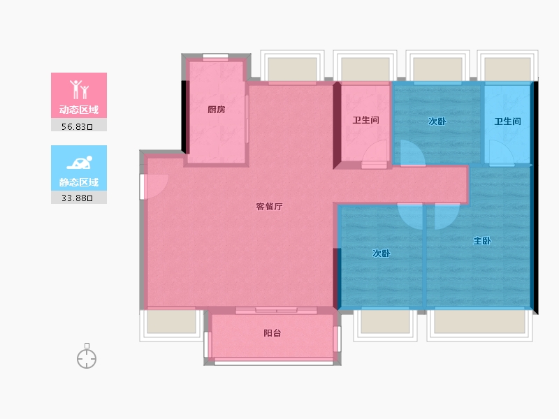 广东省-东莞市-金众柏悦公馆-81.88-户型库-动静分区