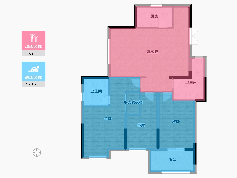 浙江省-宁波市-河姆景苑二期-93.60-户型库-动静分区