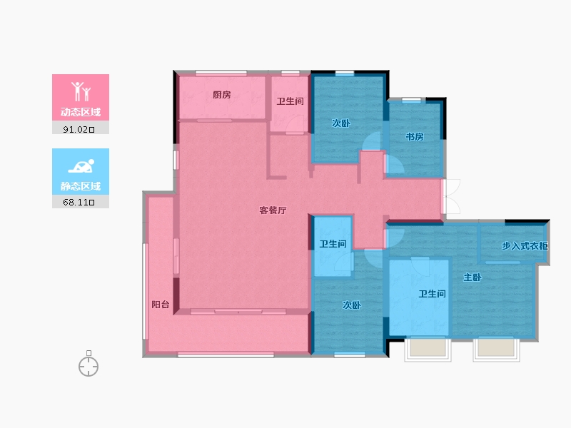 浙江省-宁波市-蓝城·兰香园-143.48-户型库-动静分区