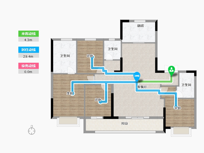 浙江省-宁波市-蓝城·兰香园-135.04-户型库-动静线