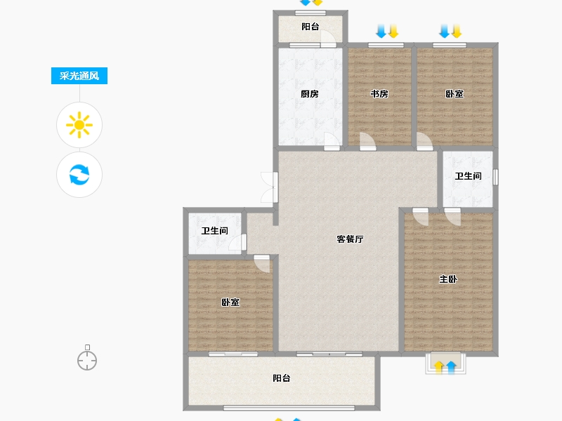 河北省-邯郸市-愉知苑-201.38-户型库-采光通风