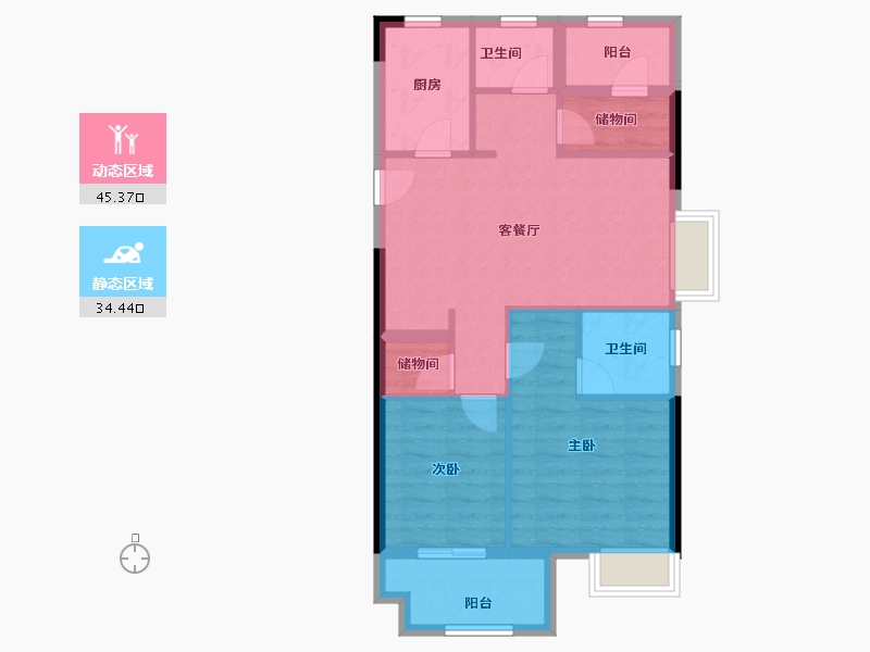 浙江省-宁波市-荣安·秋和月明-71.23-户型库-动静分区