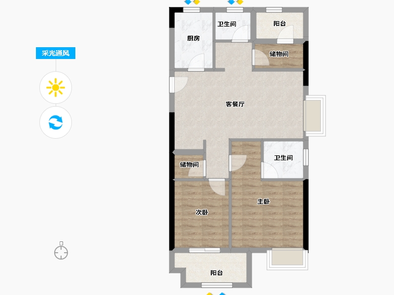 浙江省-宁波市-荣安·秋和月明-71.23-户型库-采光通风