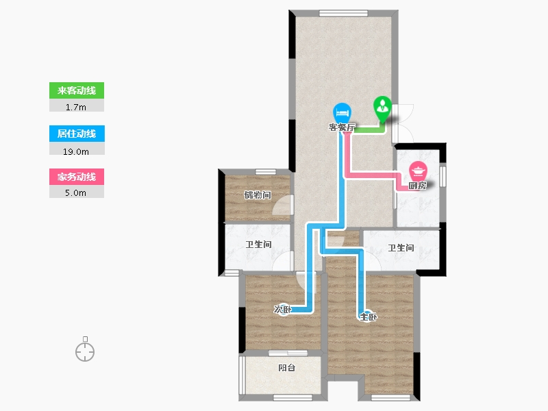 浙江省-宁波市-河姆景苑二期-83.99-户型库-动静线