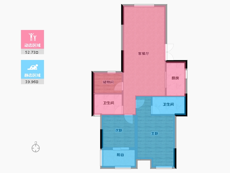 浙江省-宁波市-河姆景苑二期-83.99-户型库-动静分区