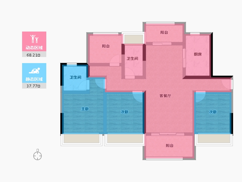 广东省-江门市-江门碧桂园凤凰城-92.34-户型库-动静分区