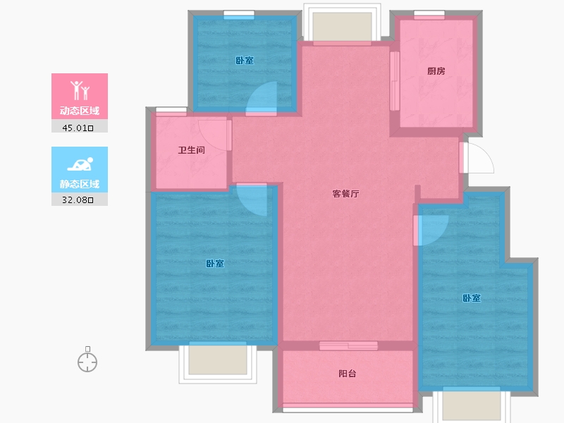 江苏省-南京市-云溪琨园-68.00-户型库-动静分区