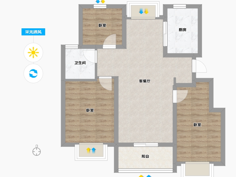 江苏省-南京市-云溪琨园-68.00-户型库-采光通风