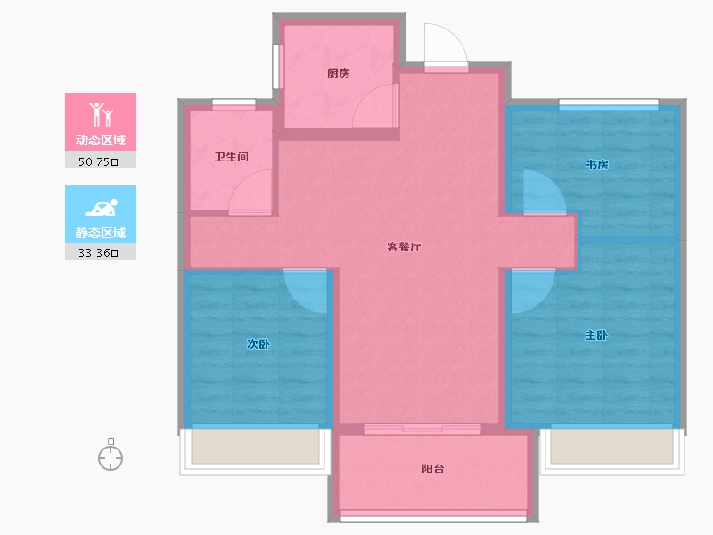 山东省-泰安市-海普·龙泉书院-75.20-户型库-动静分区