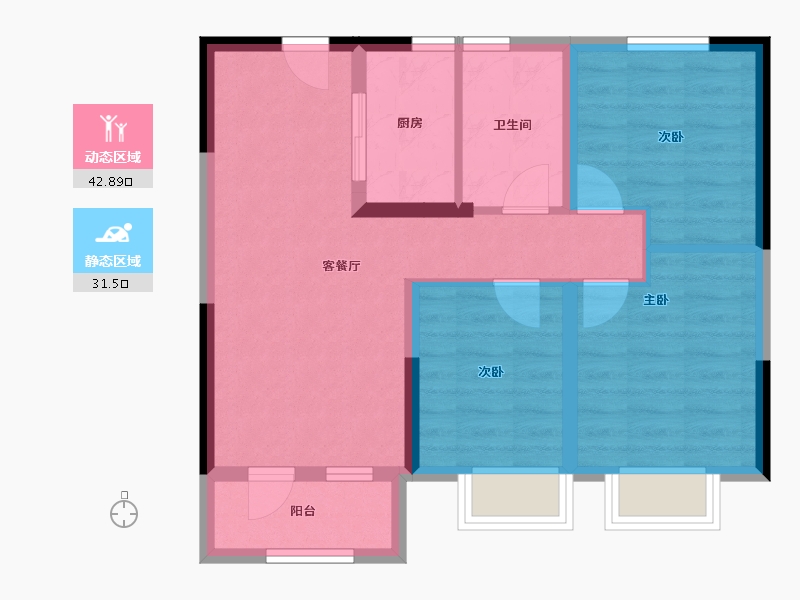 山西省-太原市-华润置地公元九里-65.71-户型库-动静分区