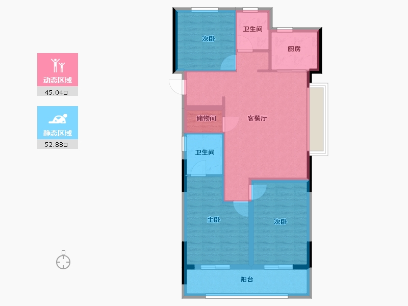 浙江省-宁波市-蓝城·兰香园-88.00-户型库-动静分区