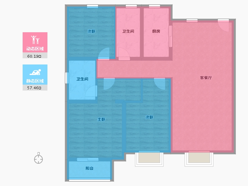 天津-天津市-路劲太阳城心邸-105.60-户型库-动静分区