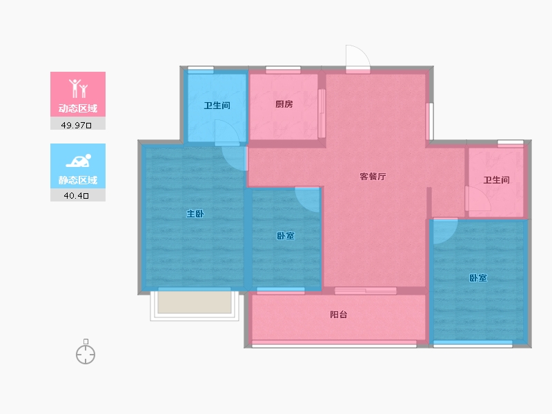 浙江省-杭州市-西房良语云缦-80.80-户型库-动静分区