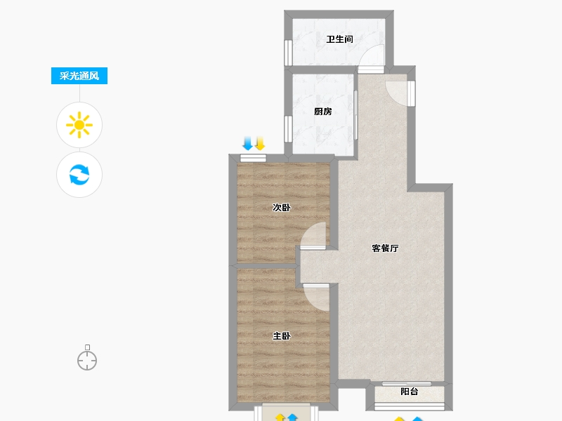 天津-天津市-路劲太阳城心邸-56.53-户型库-采光通风