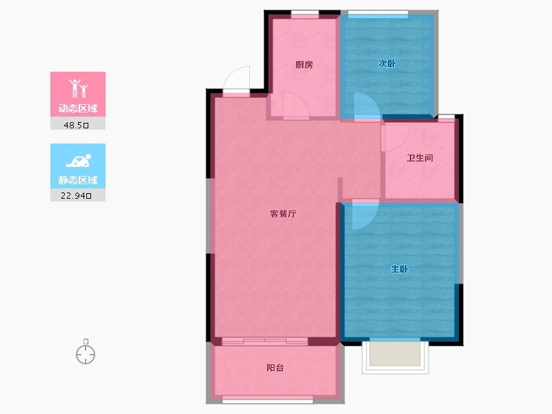 江苏省-南京市-金象朗诗红树林-63.77-户型库-动静分区