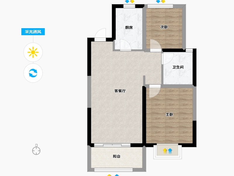 江苏省-南京市-金象朗诗红树林-63.77-户型库-采光通风