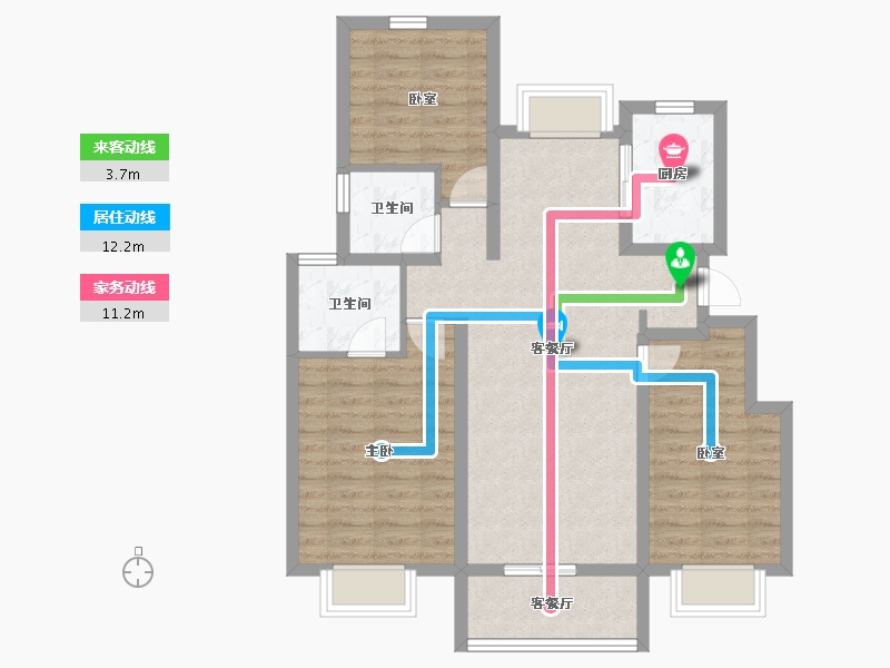 江苏省-南京市-云溪琨园-84.00-户型库-动静线