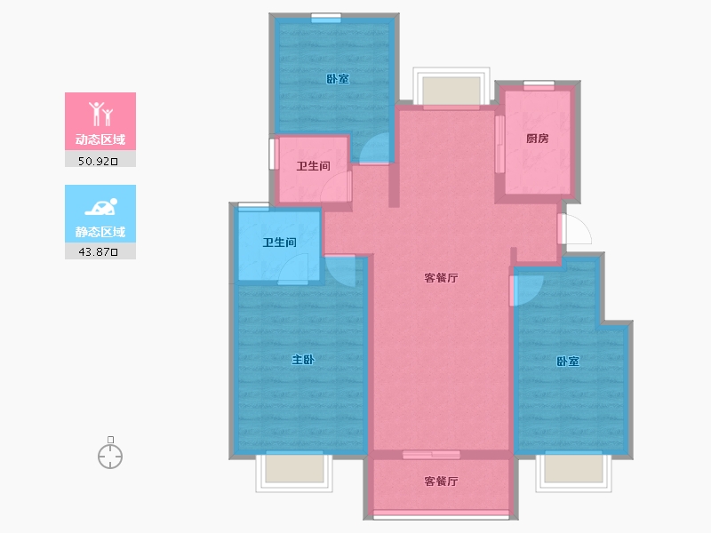 江苏省-南京市-云溪琨园-84.00-户型库-动静分区