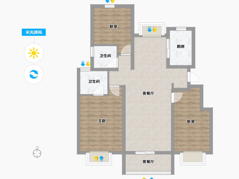 江苏省-南京市-云溪琨园-84.00-户型库-采光通风