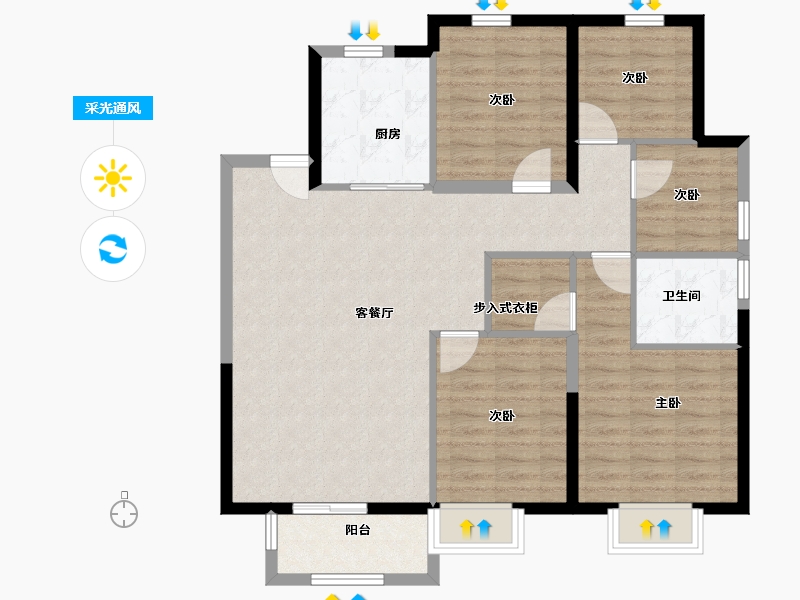 天津-天津市-景瑞·誉璟天地-98.40-户型库-采光通风