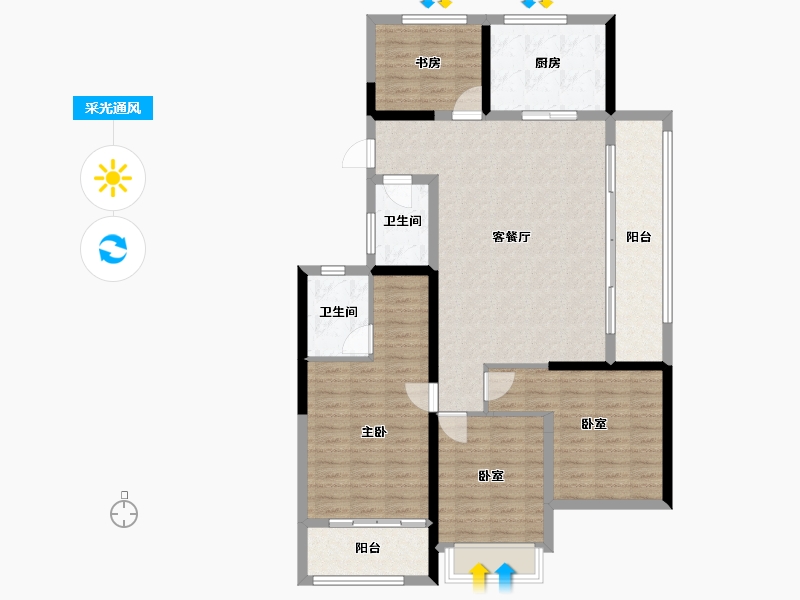 浙江省-杭州市-滨湖天地-112.80-户型库-采光通风