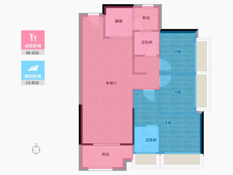 广东省-惠州市-隆生仲恺花园-71.13-户型库-动静分区