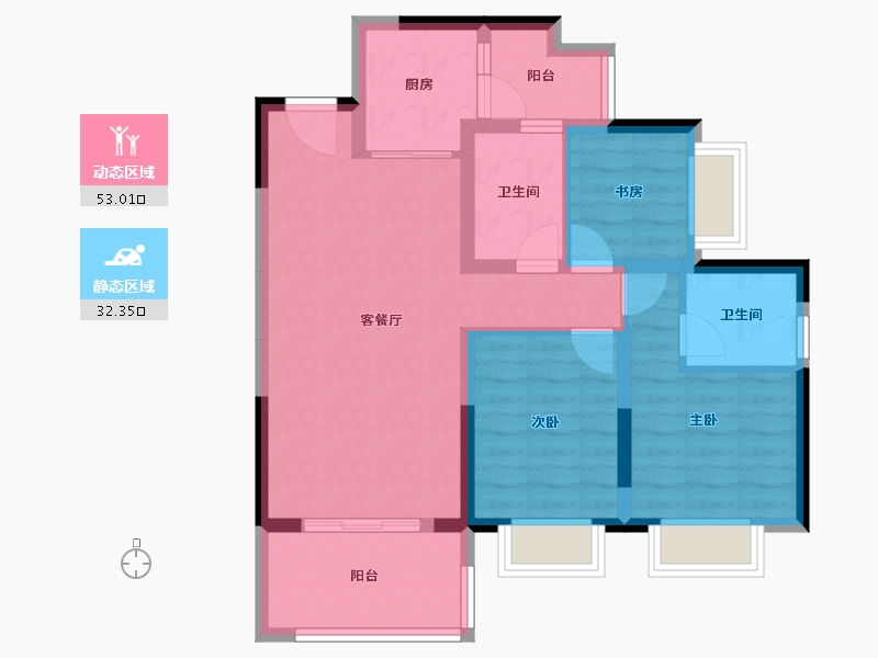 重庆-重庆市-中建御湖壹号-75.35-户型库-动静分区