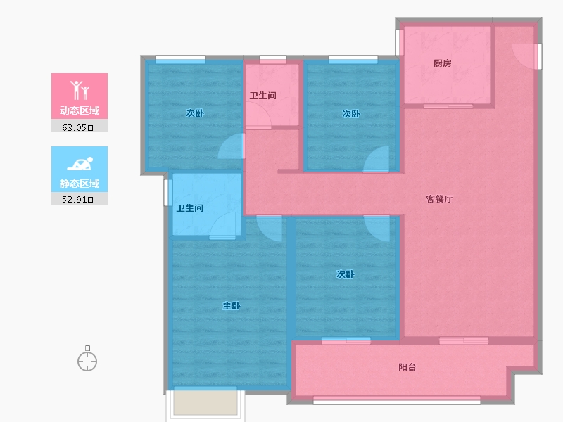 陕西省-咸阳市-金科集美嘉悦-104.00-户型库-动静分区