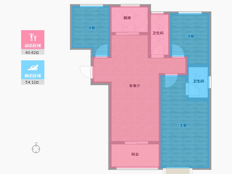 陕西省-西安市-盛唐融城-102.40-户型库-动静分区